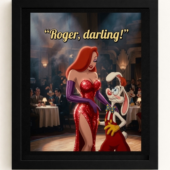 Hand Crafted Other - Jessica Rabbit A.I. Art Print in Frame 8x10